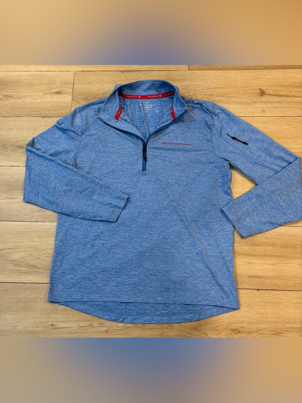 Vineyard Vines Performance Pullover Medium M Blue 1/4 Zip Heather OTG On The Go